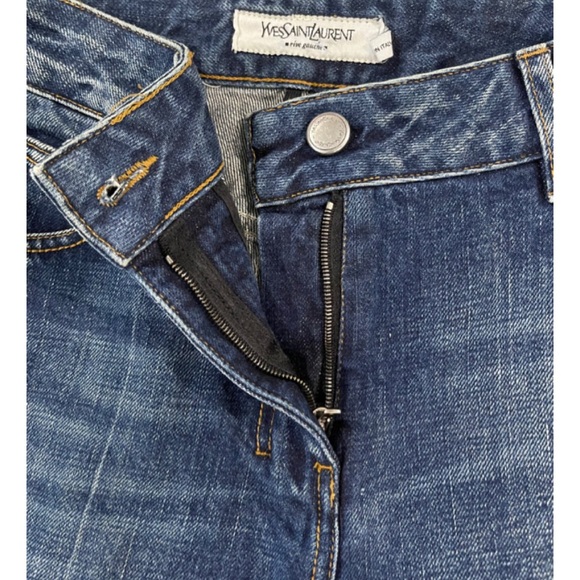 ✨Authentic Extremely Rare Yves Saint Laurent YSL Logo Blue Denim Jeans Pants